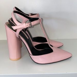 Zara Chunky Baby Pink Heel Sz 38EU/7.5US